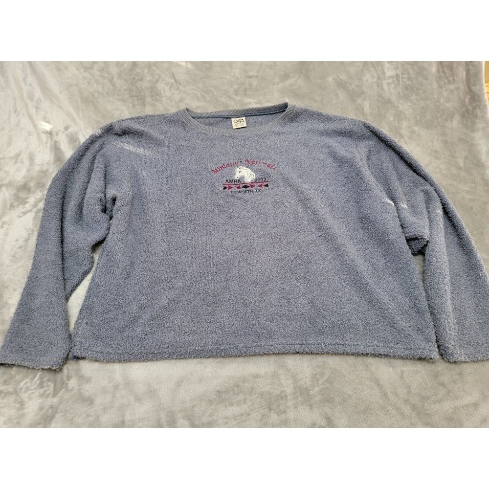 Vtg 2002 AMHA National Show Cal Cru towelling terry sweater Miniature Horse L/XL